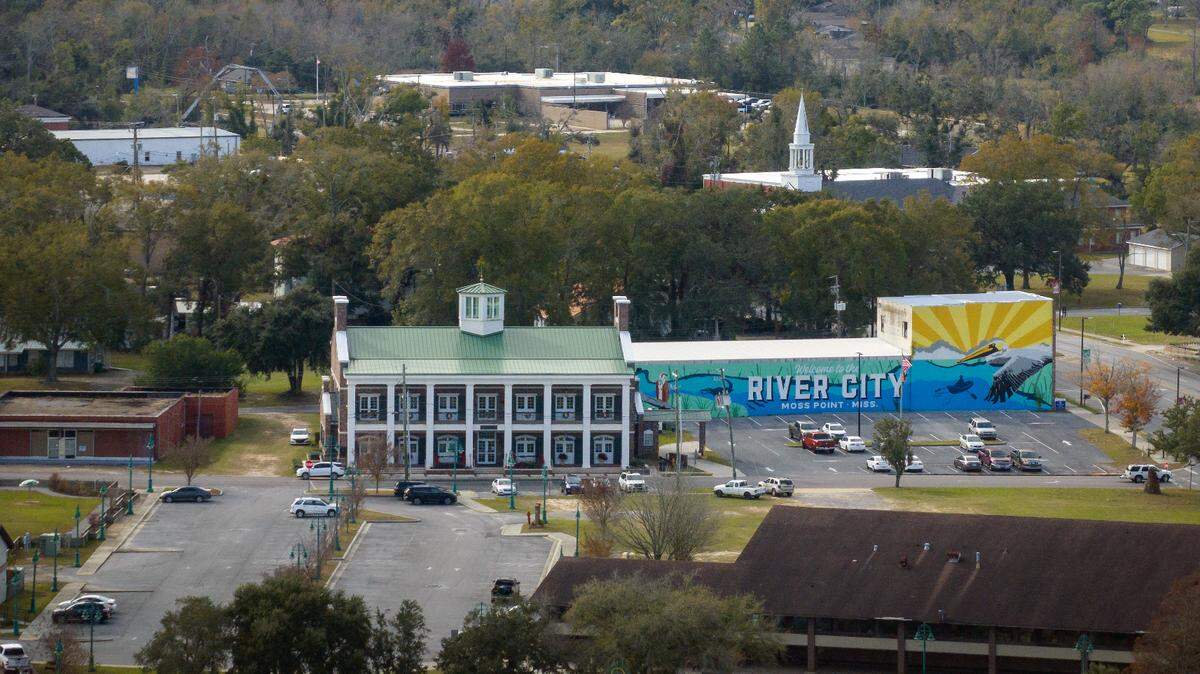 Moss Point is seen next to the Pascagoula River on Dec. 14, 2023.