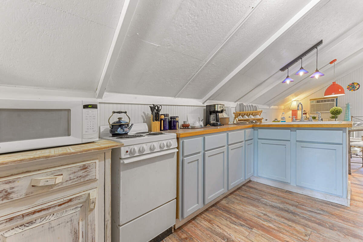 The kitchen in the upstairs apartment on the Breezy Porches property in Waveland.