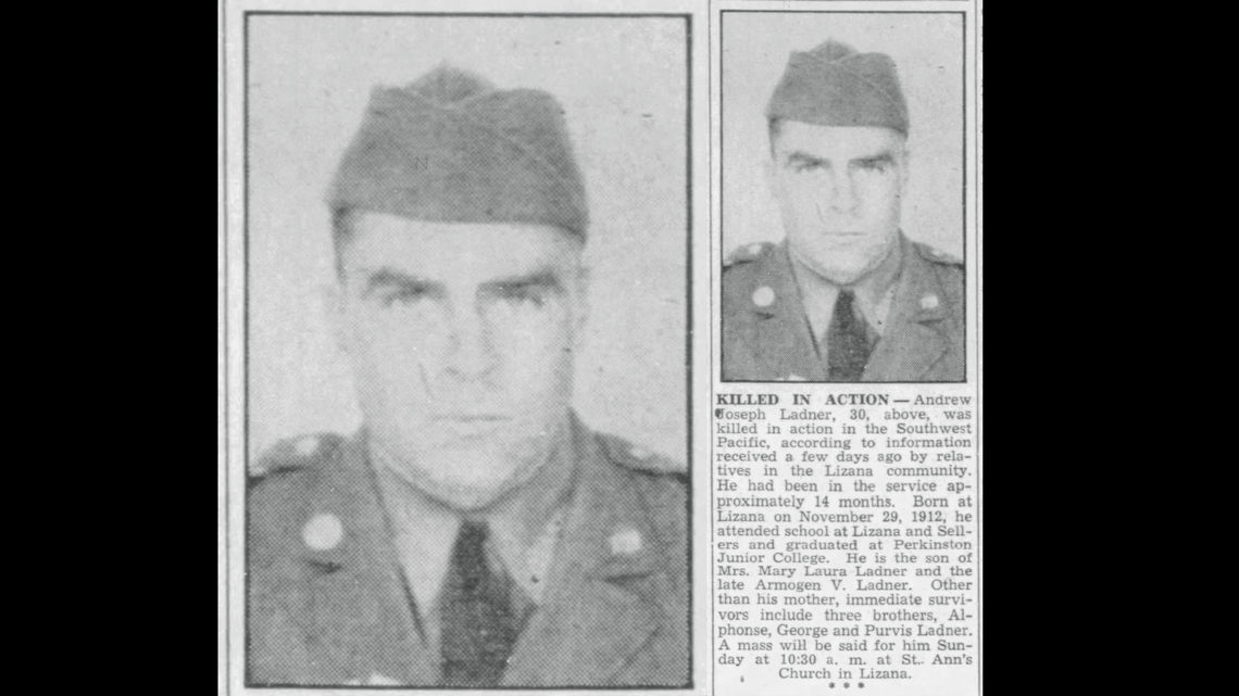 The body of Private Andrew Joseph Ladner of Lizana, killed in action during WWII, was finally identified in 2021. He will be sent to Gulfport for a proper burial.