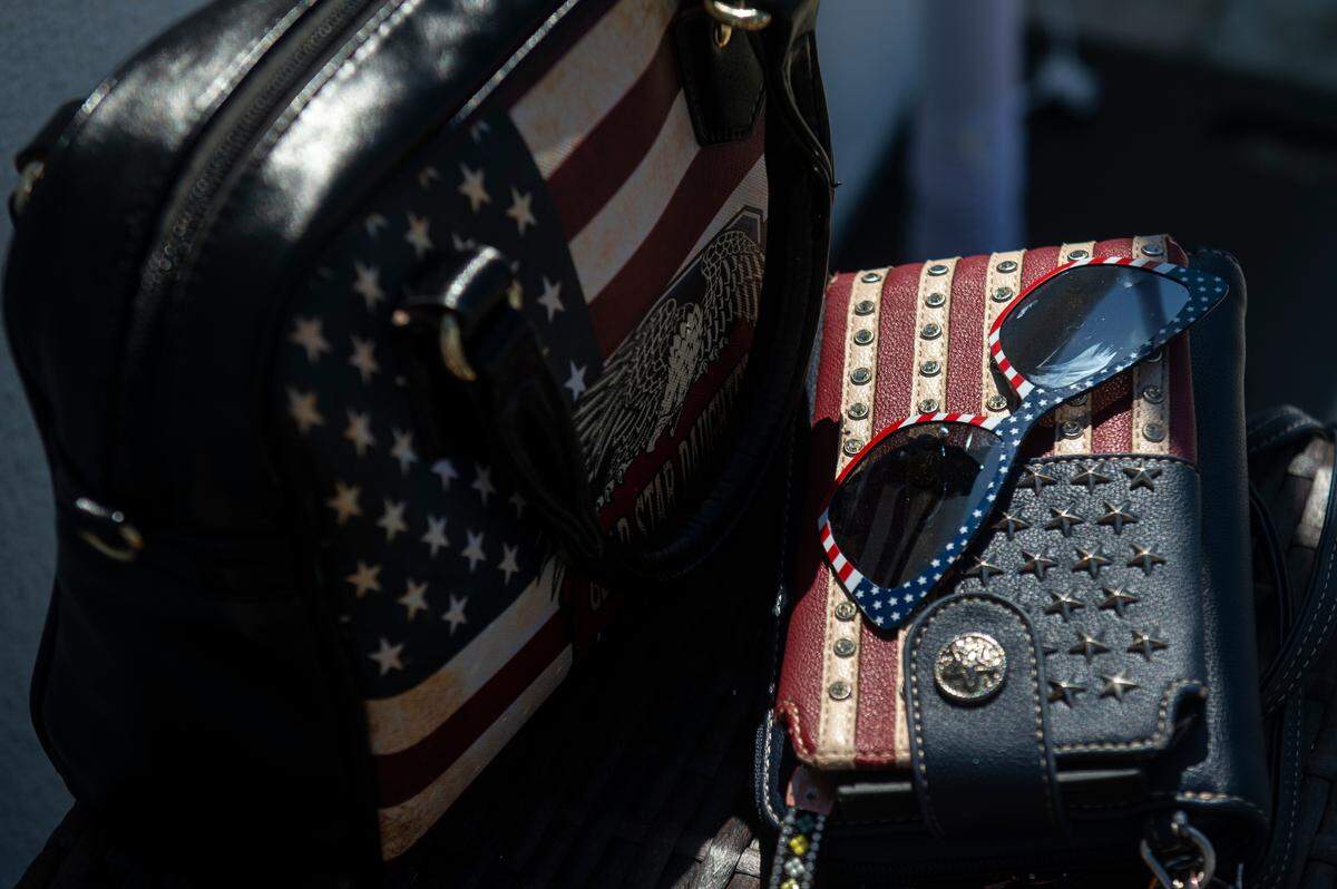 American flag memorabilia during a practice for the Thunder Over the Sound airshow on Friday, April 28, 2023.
