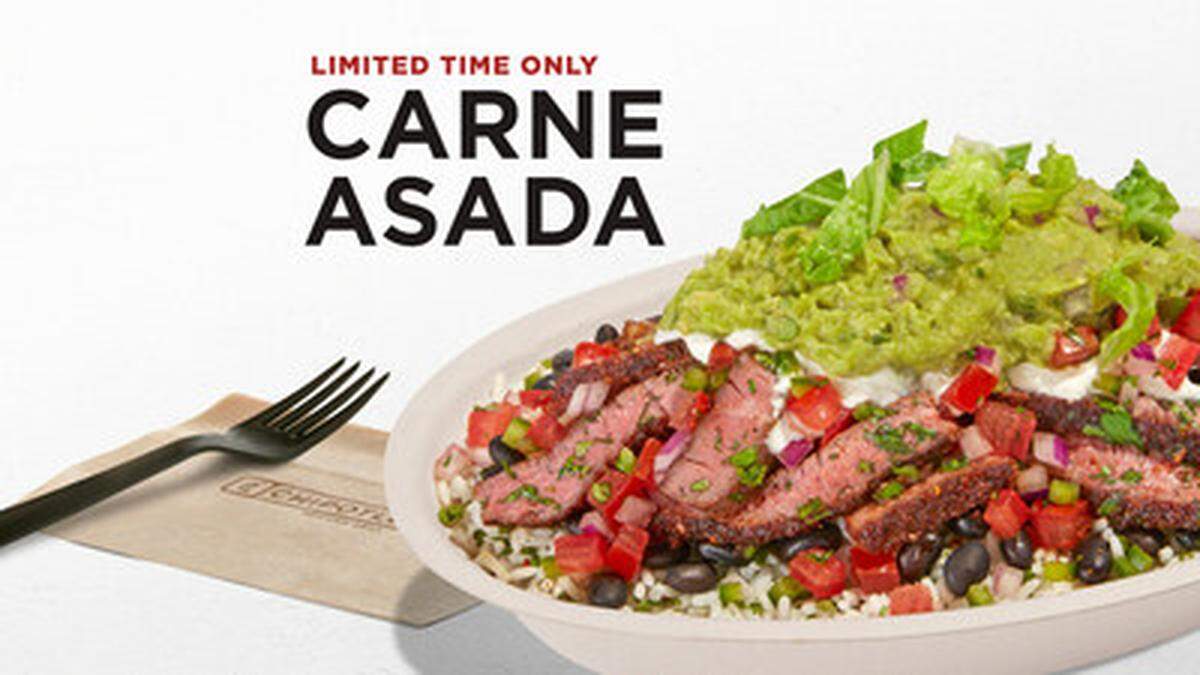 Fans of Chipotle’s Carne Asada can order the fan-favorite, returning for a limited time after it last appeared on menus back in 2020.