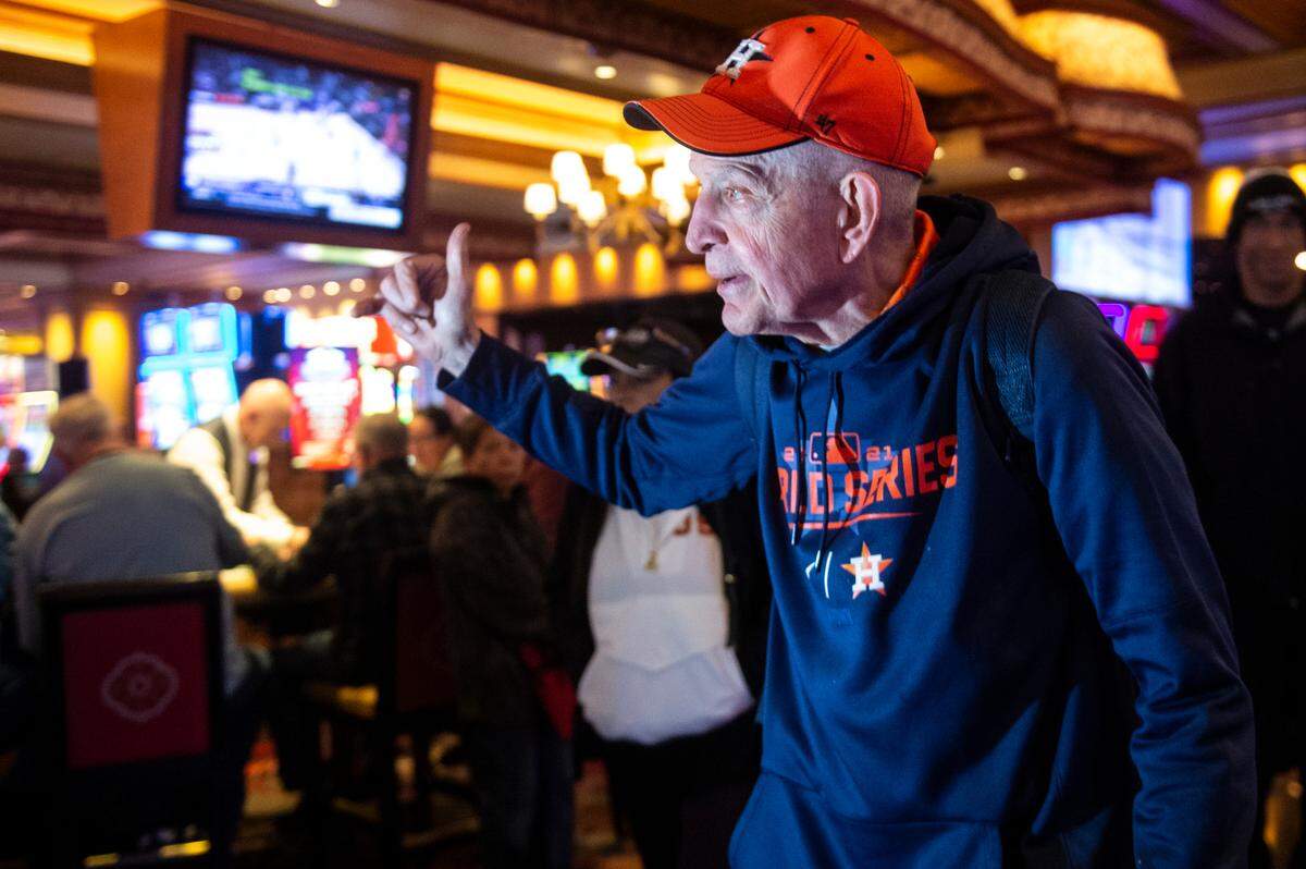 Jim McIngvale, better known as ‘Mattress Mack’, walks through the Beau Rivage Casino in Biloxi to make a $500,000 bet on the winner of the NCAA Men’s Basketball Tournament on Tuesday, Nov. 15, 2022. McIngvale, who won $75 million after betting on the Houston Astros in the 2022 World Series, bet that the Houston Cougars would win.