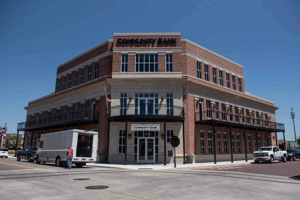 The new Community Bank in downtown Biloxi on Thursday, April 7, 2022. It is one of the anchors on Howard Avenue, the centerpiece of the revitalization of the downtown.