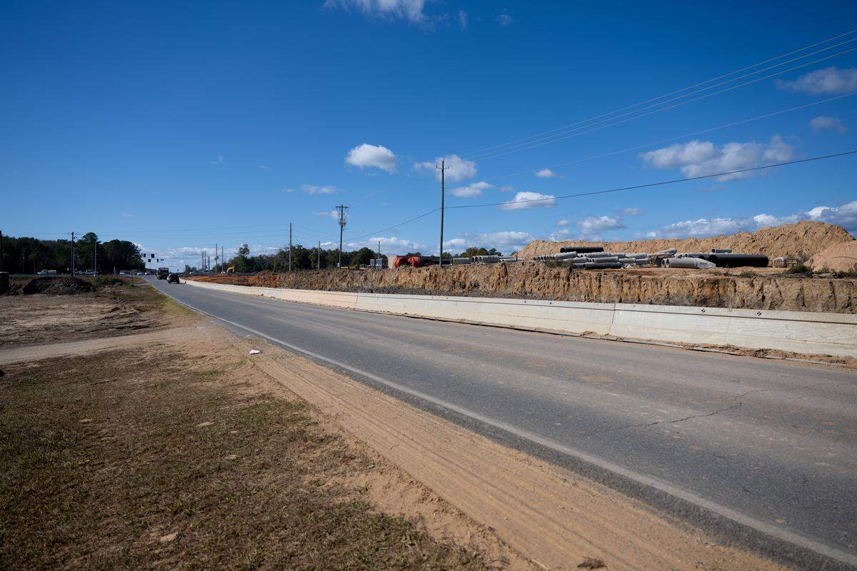 Construction on Highway 49 between O’Neal Road and School Road on Wednesday, Nov. 12, 2025.