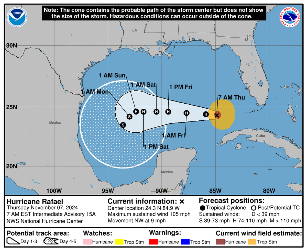 Hurricane Rafael will meander through the Gulf of Mexico this week and is not expected to impact South Mississippi.