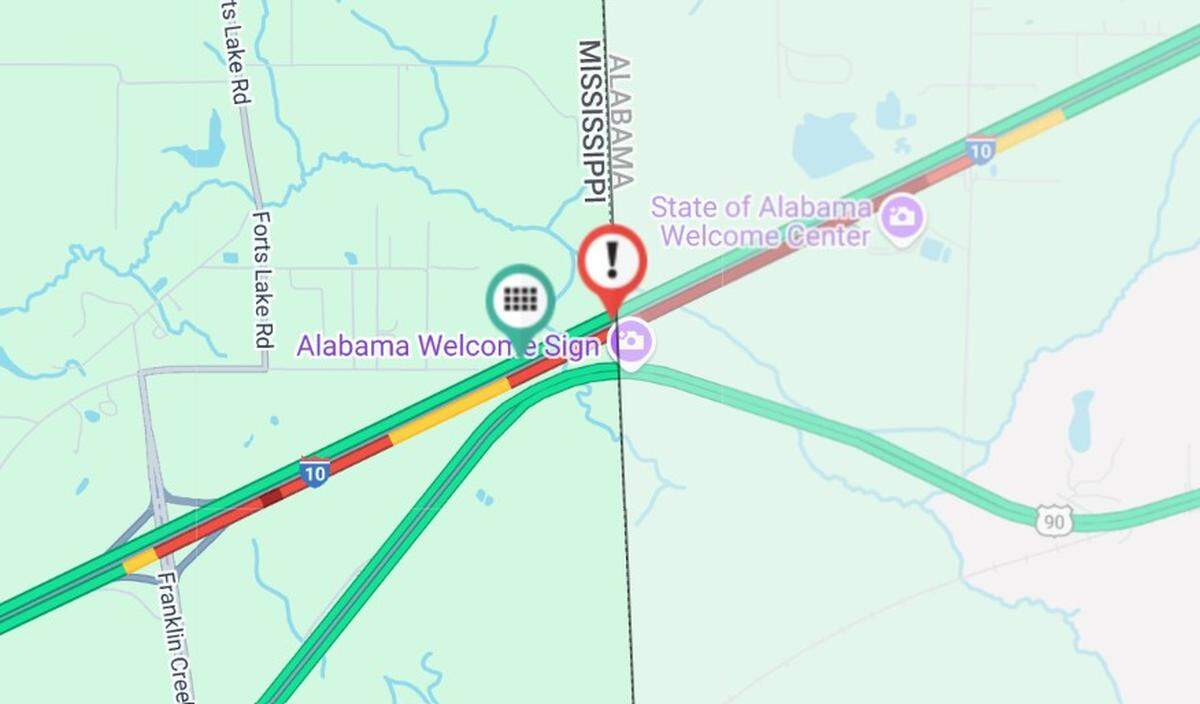 A crash in Alabama has backed I-10 eastbound traffic up well into Mississippi.