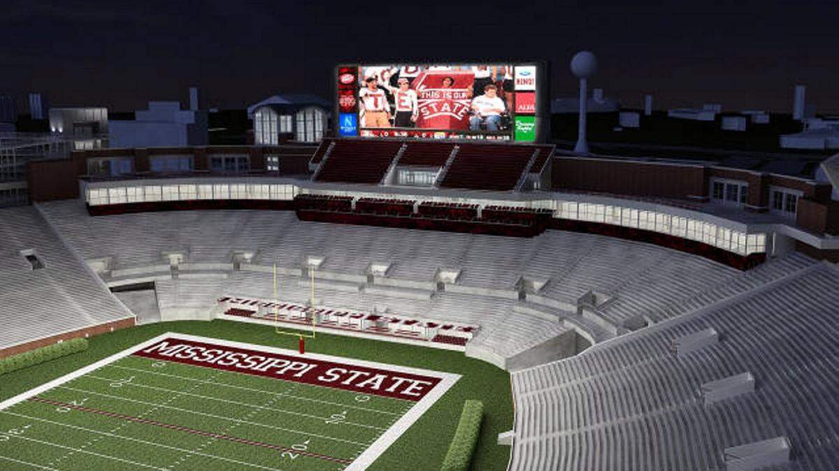 MISSISSIPPI STATE UNIVERSITY/2012 
 Mississippi State chief communications officer Sid Salter said Monday, May 9, 2016, that Davis Wade Stadium was locked when a student from Ocean Springs fell from the Jumbotron and died from his injuries on Saturday morning.
