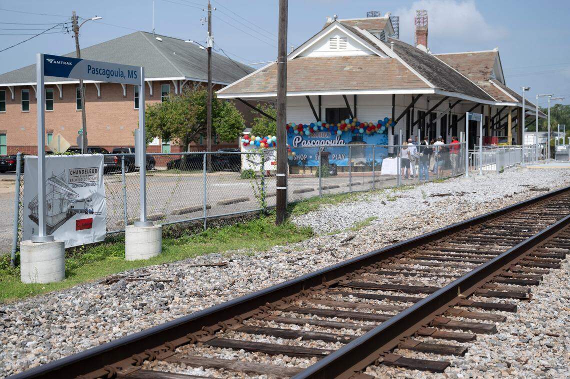 Amtrak’s Pascagoula stop during a press conference about Amtrak’s Mardi Gras on Tuesday, July 1, 2025.
