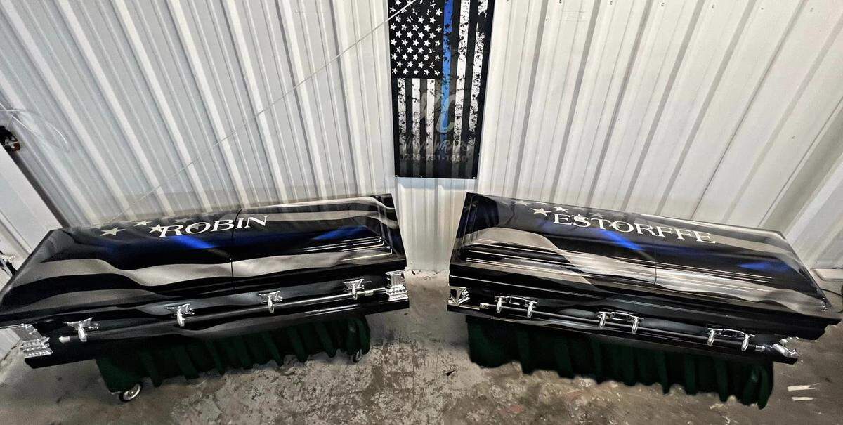 Casket wraps for the fallen officers were made by Casey Dylan Lawhon with KC Vinyl Wraps in Gulfport.