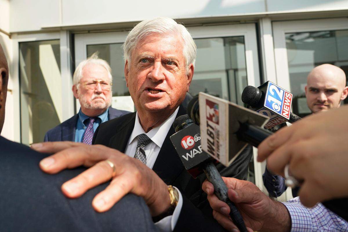Mississippi Supreme Court Chief Justice Mike Randolph exits the Thad Cochran U.S. Courthouse in Jackson earlier this year. Randolph has criticized a lawsuit by the NAACP and some Jackson residents, which seeks to block creation of a court in part of Jackson with a judge and prosecutors who would be appointed rather than elected.