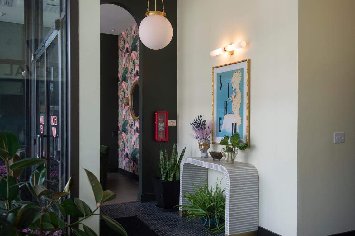 The lobby area of Hotel Vela and the Siren Social Club in Gulfport on Thursday, Oct. 31, 2024.