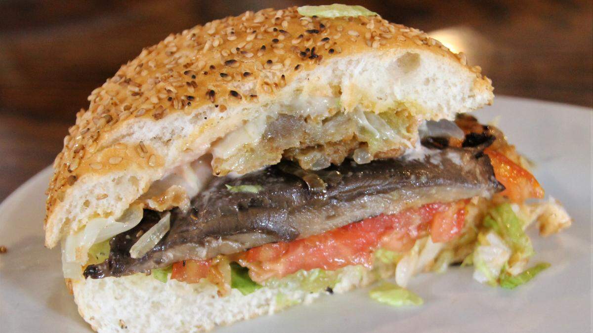 Portobello eggplant stacker was meaty and delicious.