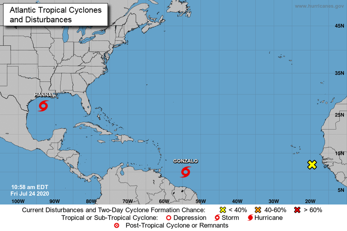 Tropical Storm Hanna developed overnight and is forecast to dump 4-8” of rain on the Gulf Coast, including portions of southern Mississippi and Louisiana. TS Gustavo continues to churn in the Atlantic.&nbsp;