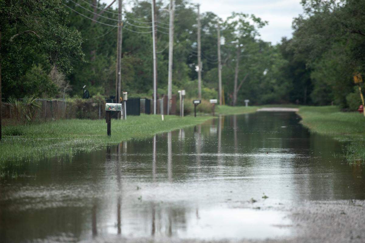 Flooding along First Avenue in Shoreline Park after Hurricane Francine on Thursday, Sept. 12, 2024.