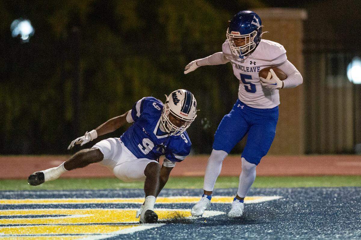 Vancleave’s Martin Shaw scores a touchdown during a game between Stone County and Vancleave at MGCCC in Perkinston on Friday, Oct. 18, 2024.