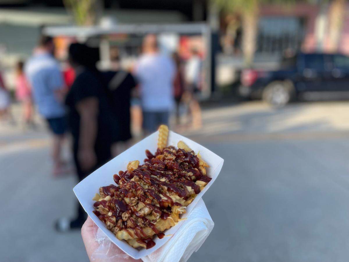 The loaded barbecue fries from Frankie Faye’s Good Eatin’ at Waveland’s Food Truck Friday event in this file photo. Food trucks are trendy in South Mississippi and very specialized.