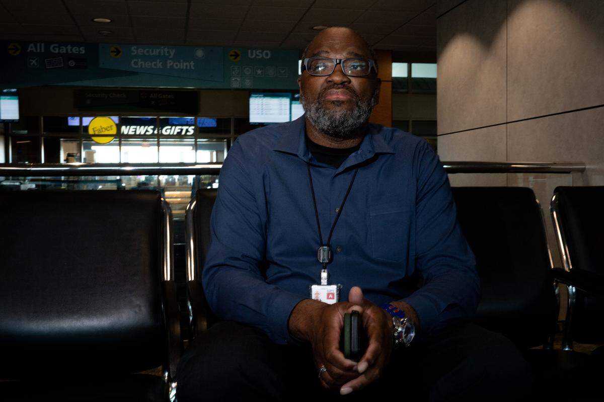 Acting Assistant Federal Security Director Generalist Damon Smith at Gulfport-Biloxi International Airport on Wednesday, March 25, 2026.