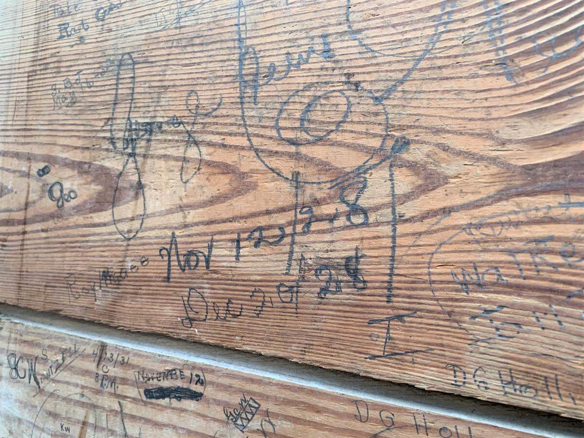 Found on a board on the second floor of the Barq Building are signatures almost 100 years old. Among the dates are 1928, 1931 and 1935.