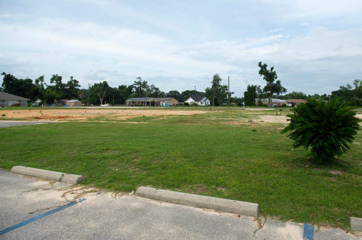 The site of what was First Missionary Baptist Church in Moss Point on Tuesday, June 18, 2024. The church was heavily damaged in a tornado that struck the city on June 19, 2023, and eventually torn down, but there are plans to replace the church.