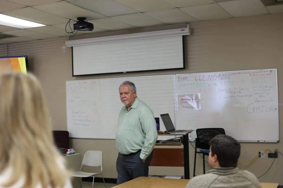Greg James, NEMCC’s workforce systems director, leads a workforce council meeting last month.