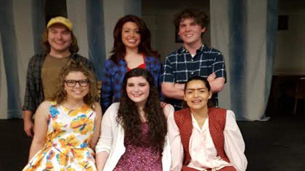 COURTESY LARRY HART 
 Miss Firecracker Cast, front, Caroline Lovelace, Joy Heinrich and Celeste Deleon; back Matt Fields, Téa Pappas and Josh Heinrich