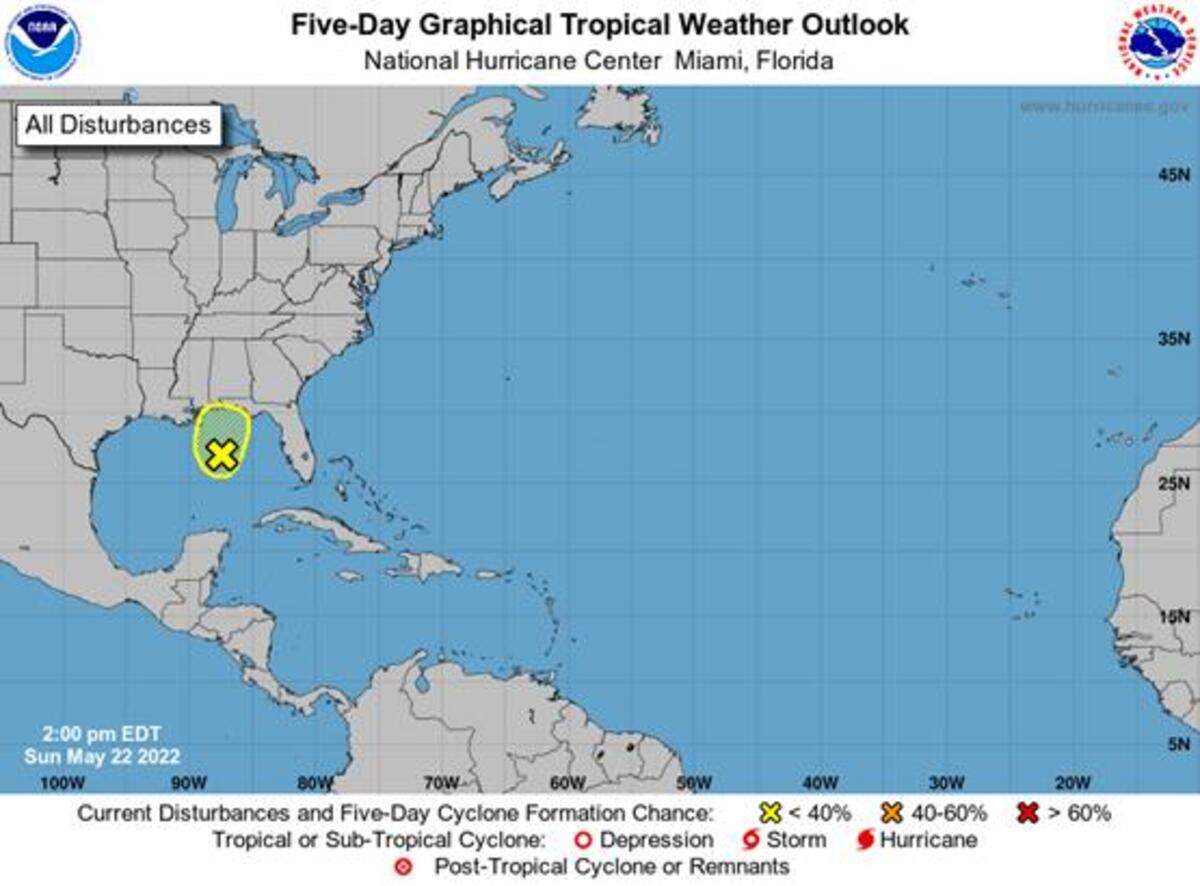 A tropical disturbance is expected to dump rain on the Gulf Coast region through Monday night.