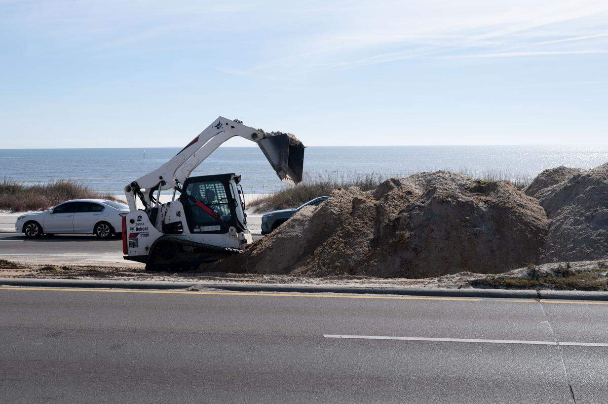 Construction vehicles on Beach Boulevard on Tuesday, Dec. 16, 2025.