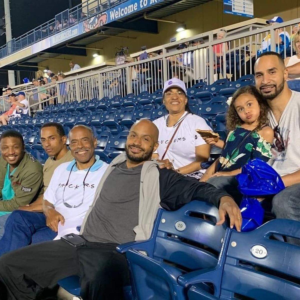 Barnes family attending a Shuckers game.