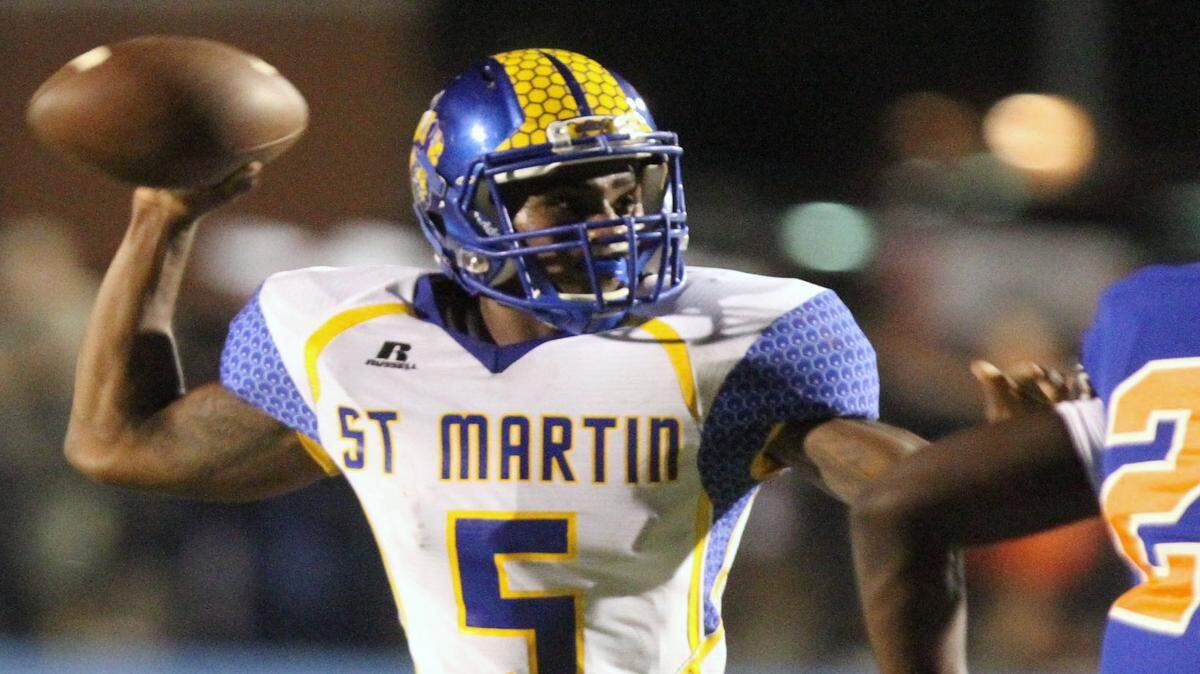 JOHN FITZHUGH/SUN HERALD 
 St. Martin QB Tyler Polk and the Yellow Jackets finished just outside of the latest Associated Press Top 10 poll.