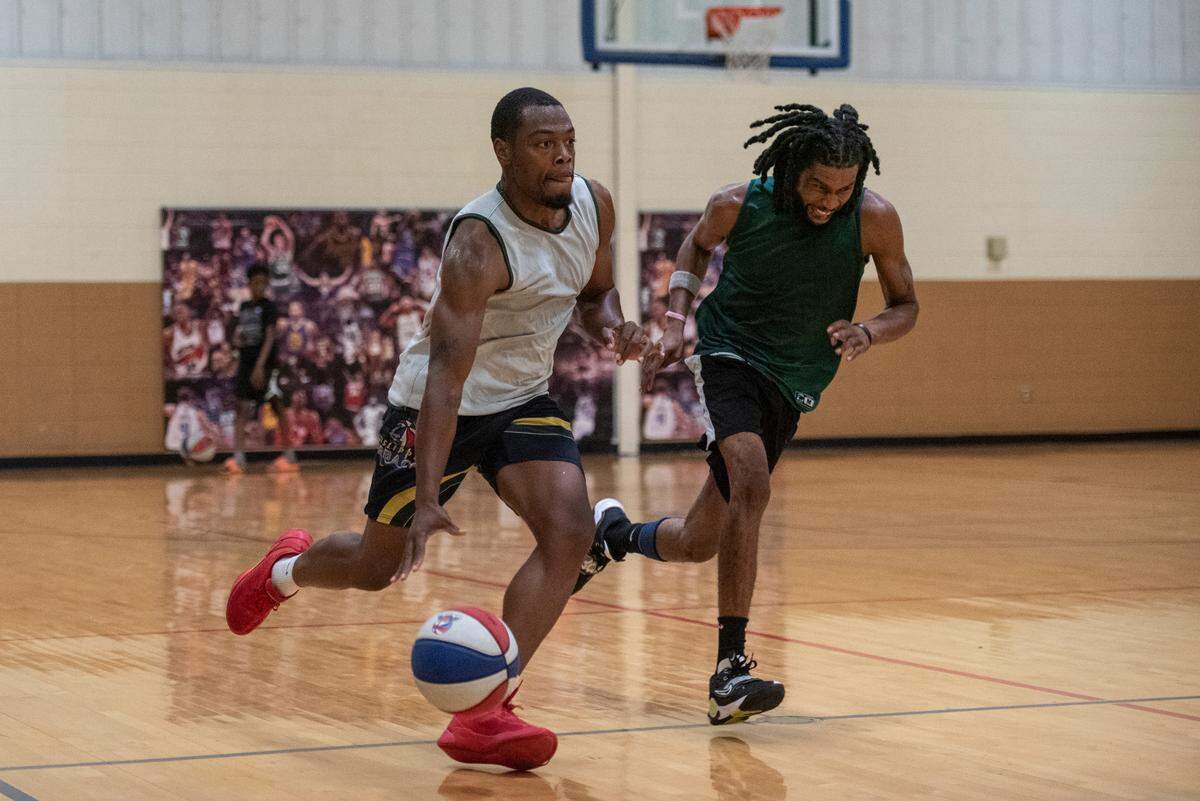 Athletes tryout for the South Coast Sea Turtles ABA basketball team at Gaston Point Community Center in Gulfport on Thursday, Aug. 17, 2023.