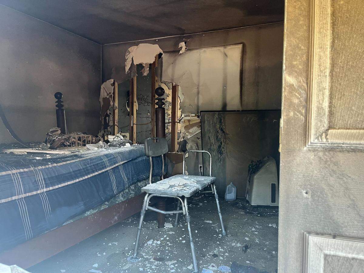 A unit at Sugar Mill Apartments in Gulfport shows the damage from Tuesday’s fire.