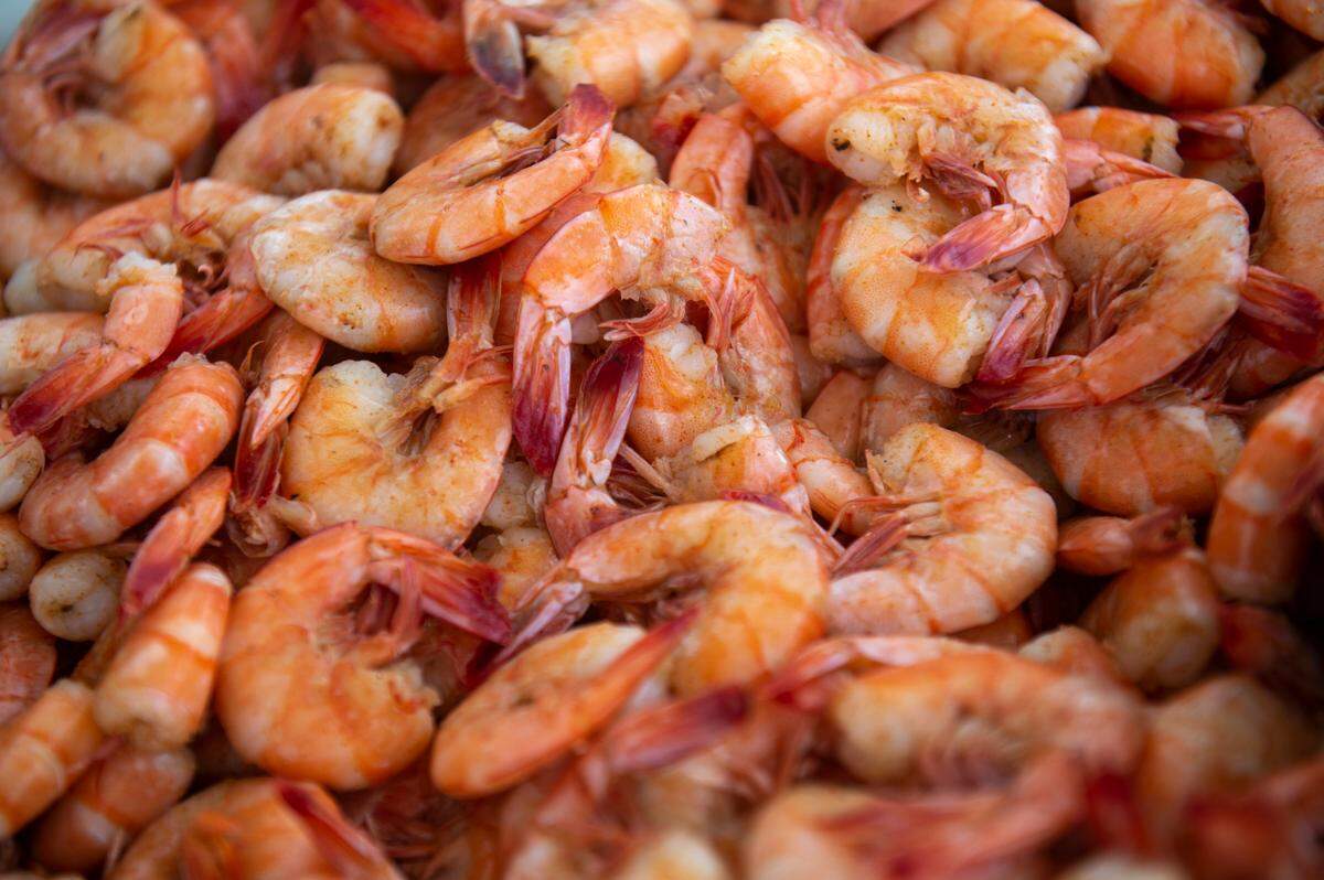 Seasoned shrimp during the Blessing of the Fleet in Biloxi on Sunday, May 28, 2023.