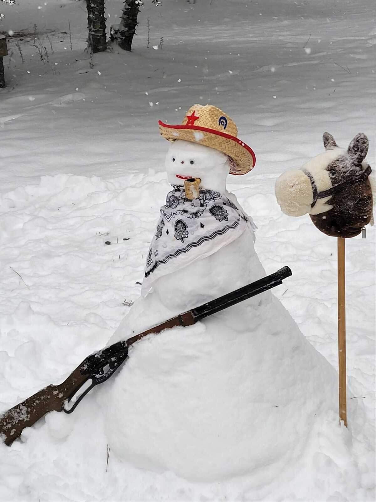 Meri Ann Collins sent in a photo of a wild west themed snowman in Biloxi.