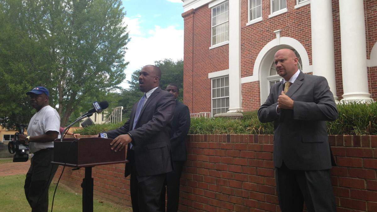 Lowndes County District Attorney Scott Colom announces Wednesday, July 6, 2016, that he has handed off prosecution of a 2015 shooting of Ricky Ball to Mississippi Attorney General Jim Hood. He is asking Hood to present a Columbus police shooting to grand jurors.  Former Columbus police officer Canyon Boykin, who is white, has said he was justified in shooting Ball, a 26-year-old black man. The shooting has sparked community protests.