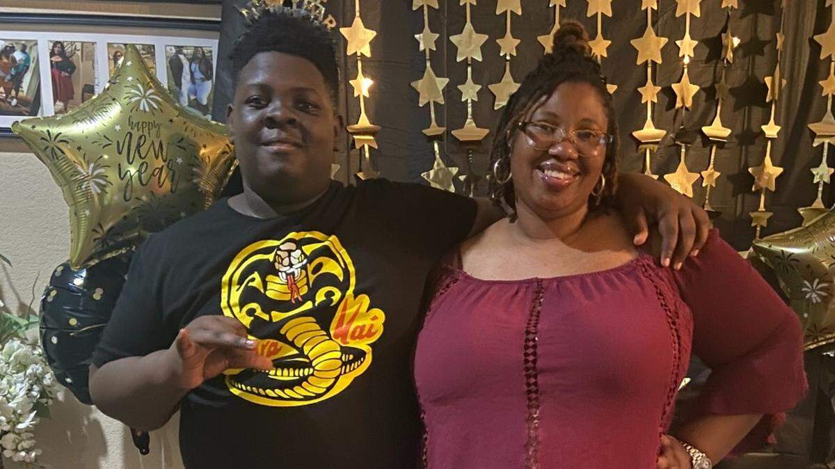 Tawanda Carter took a picture of her twins, Shermarion Miner, 15, and sister, Shermiya Miner, before they left for school on Thursday. Shermarion Miner collapsed during a workout at the field house at Gautier High School early Thursday evening.