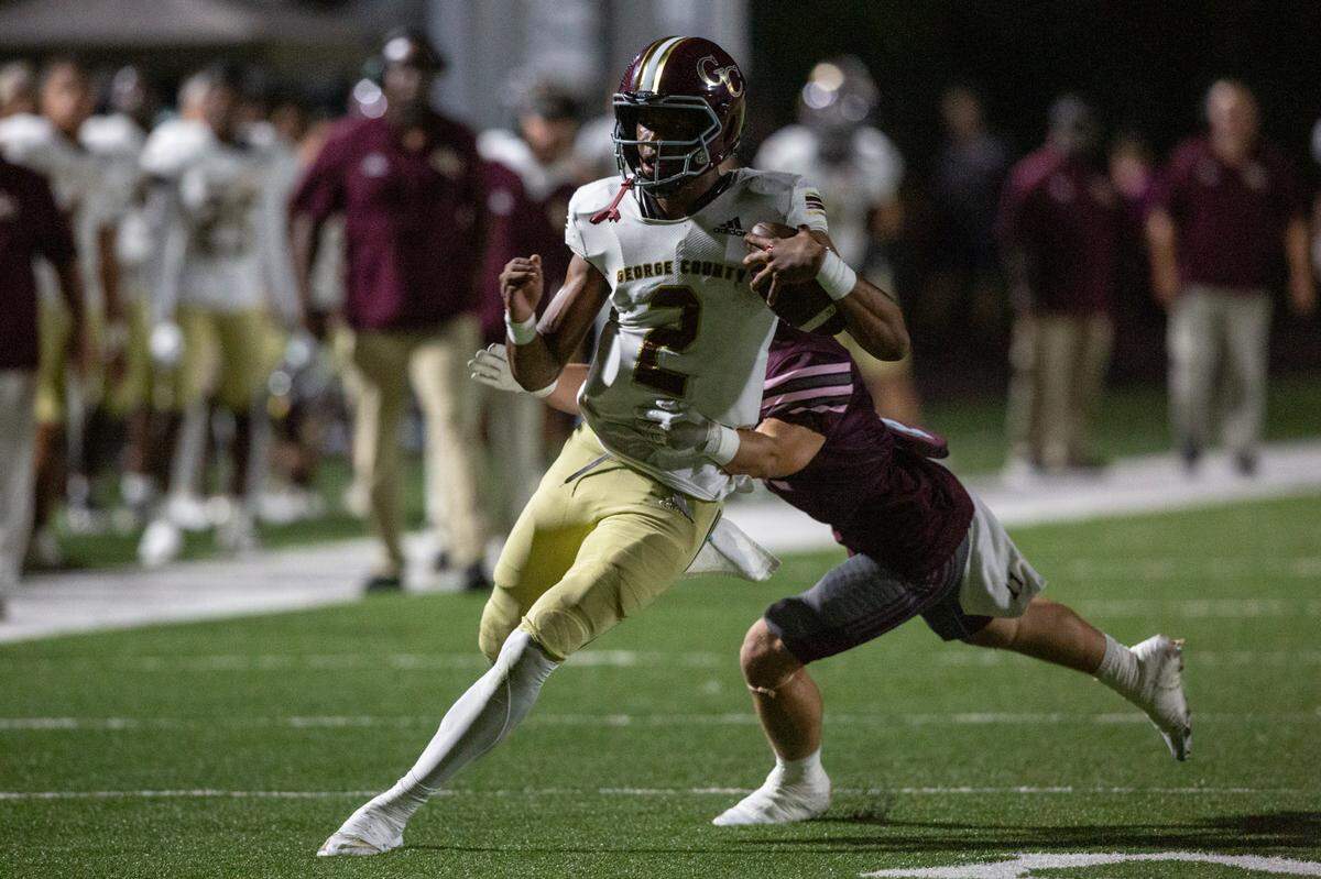 George County’s Deuce Knight runs the ball during a game between George County and Picayune at Lee-Triplett Stadium in Picayune on Friday, Nov. 1, 2024.