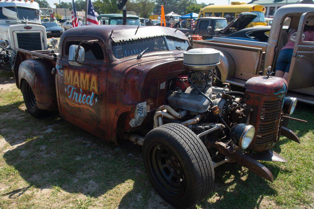 A 1948 GMC pickup at Cruisin’ The River City in Moss Point during Cruisin’ The Coast on Tuesday, Oct. 8, 2024. The pickup, which has been given a rat rod makeover, also has special controls for its owner, Glen Stewart, who is a double amputee.