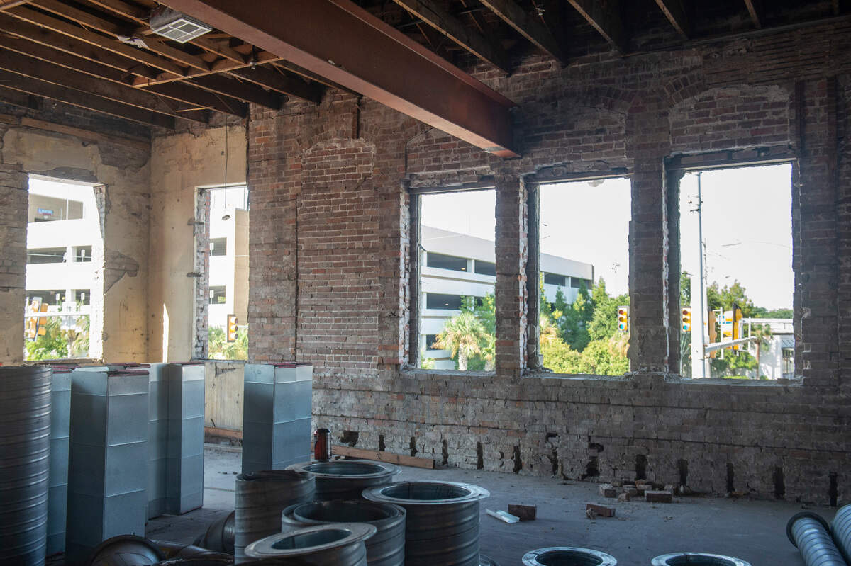 Original brick arches over the windows are exposed as renovations continue on the Barq Building, which is part of The District on Howard in downtown Biloxi. The second floor of the building will be developed as one- and two-bedroom apartments in addition to restaurant space.