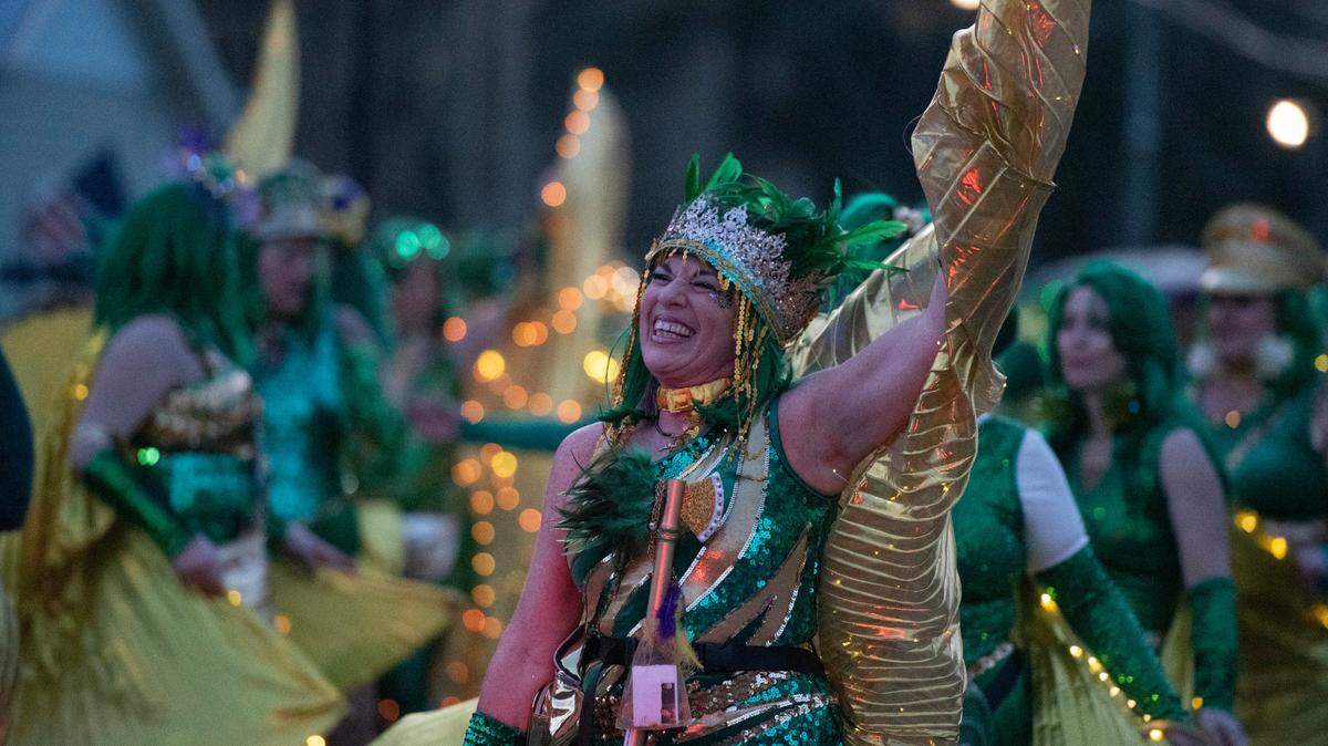 The Royal Oyster Marching Club marches in Mystic Krewe of the Seahorse’s Lundi Gras parade in Bay St. Louis on Monday, March 3, 2025.