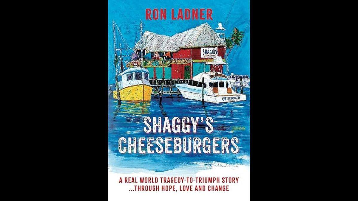 A screen grab shows the cover of the new book “Shaggy’s Cheeseburgers” that sits near the top of the best business books. It was written by Shaggy’s restaurant founder, Ron Ladner.