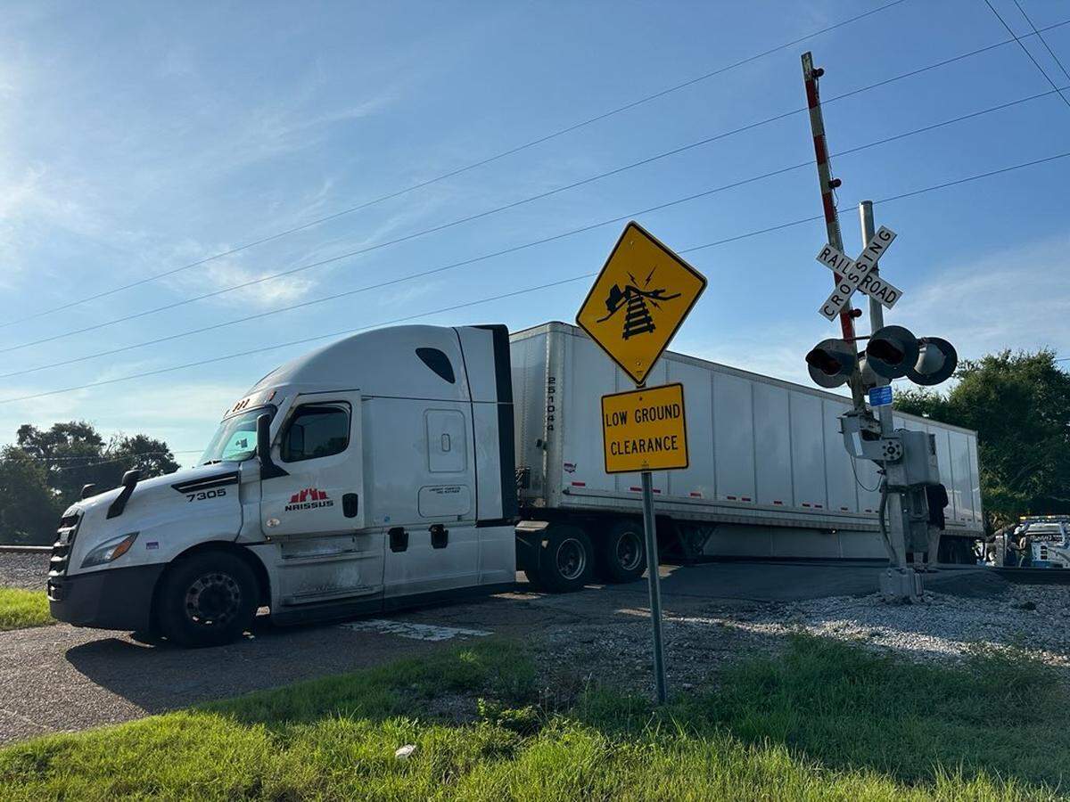 Morning riders on Amtrak’s first day of service on the Mississippi Coast in 20 years were delayed Monday, August 18, 2025, by a truck stuck on the tracks at Pratt Avenue in Gulfport.