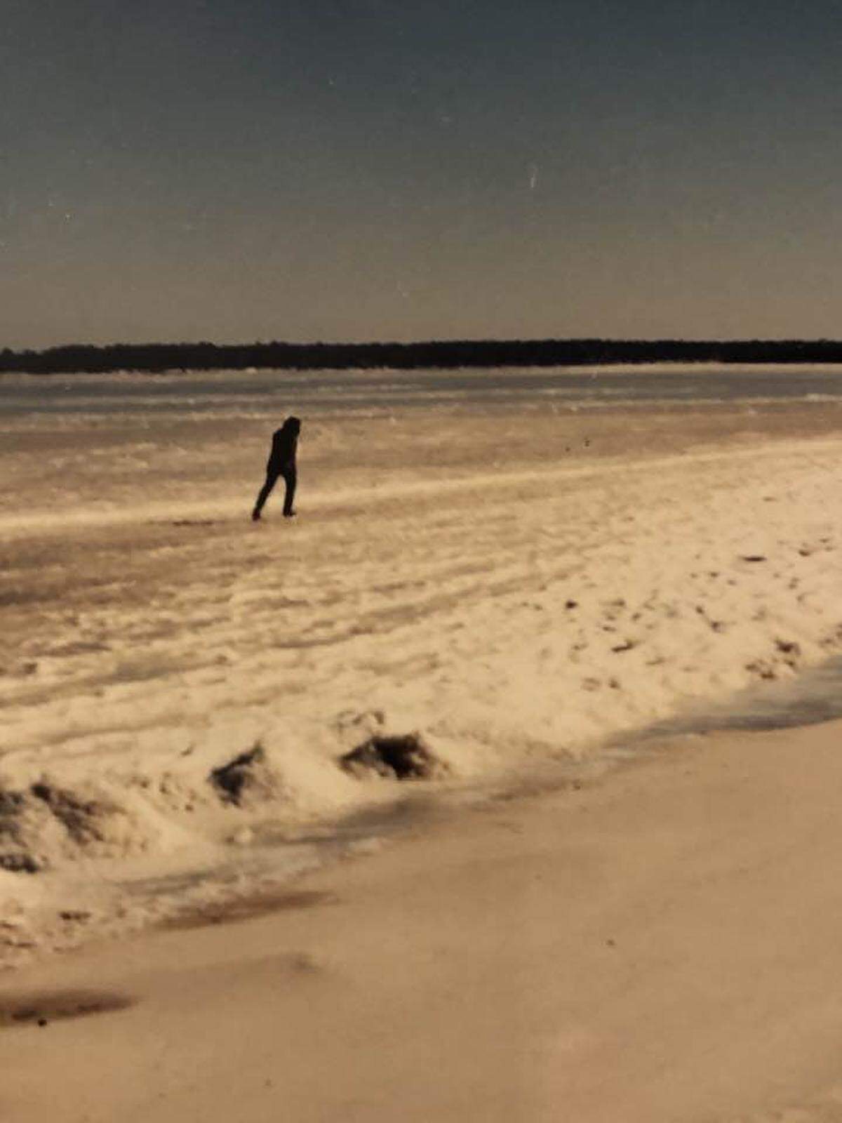 A person is seen ice skating in the Mississippi Sound in Bay St. Louis on Dec. 23, 1989.