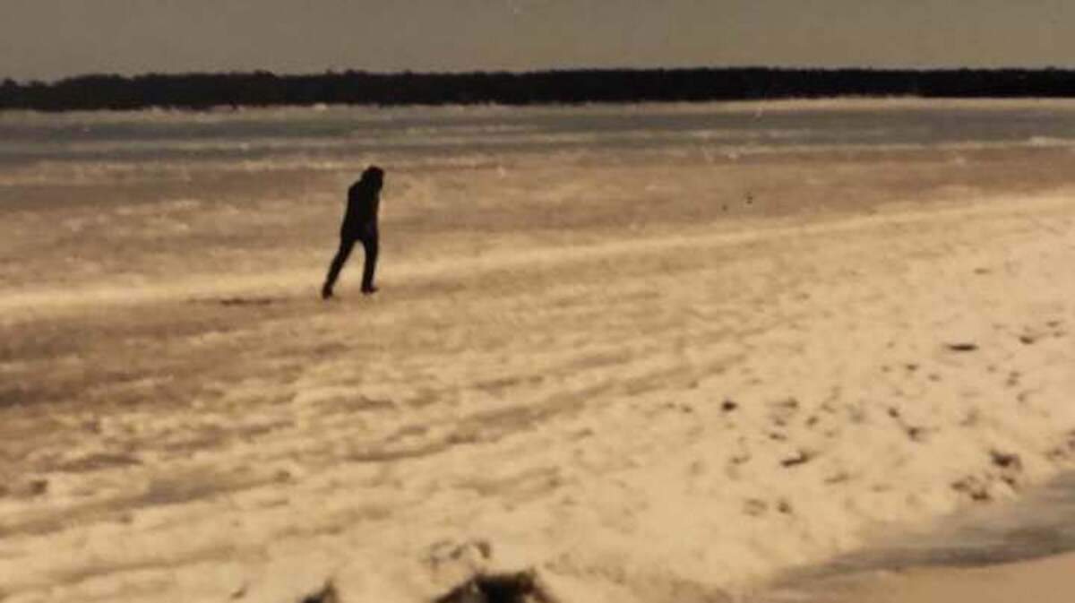 A person is seen ice skating in the Mississippi Sound in Bay St. Louis on Dec. 23, 1989.