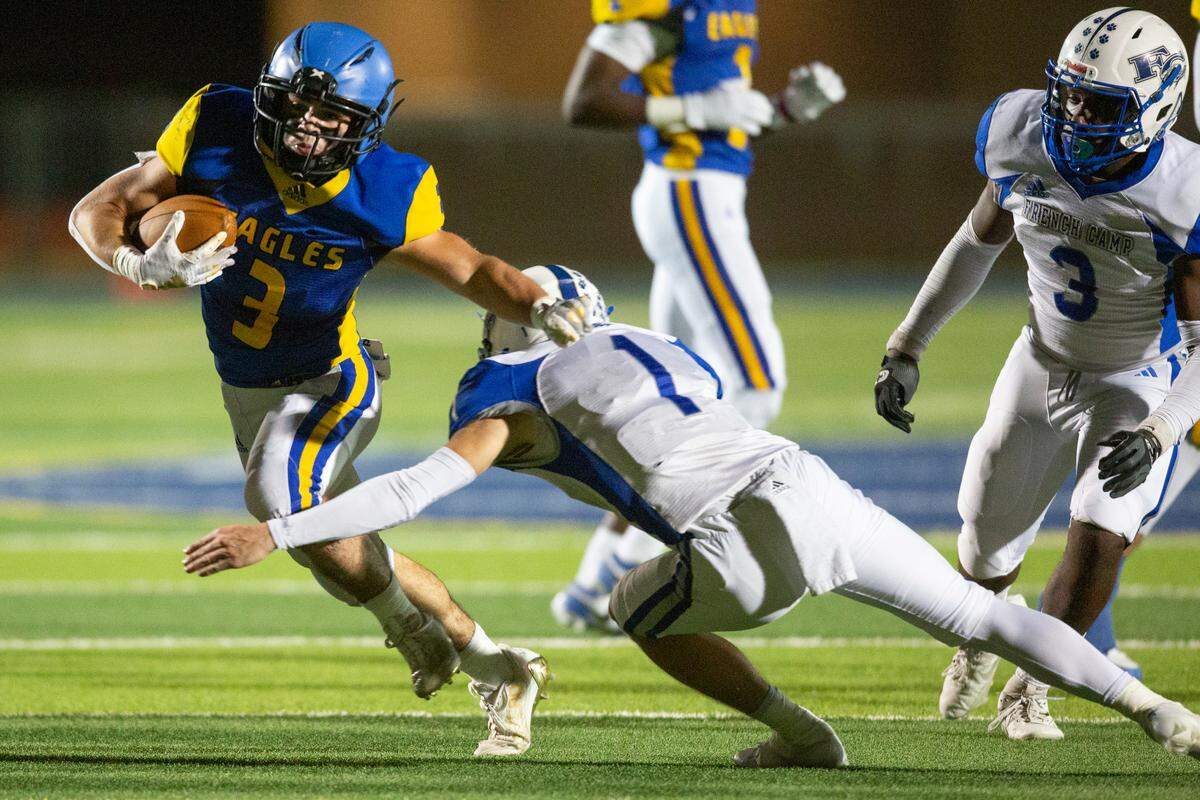 Resurrection’s Brice Brown runs the ball during a game against French Camp Academy at Gautier High School in Gautier on Friday, Nov. 3, 2023.