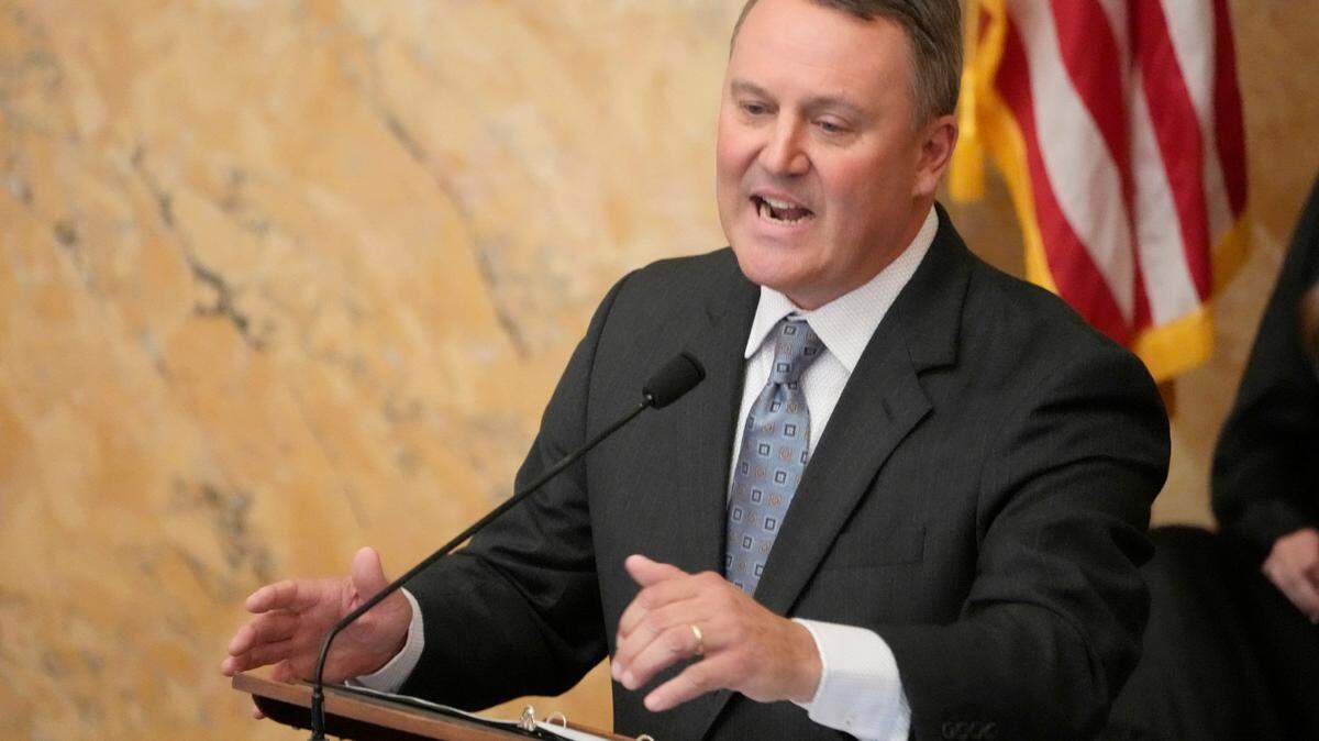 Mississippi Speaker of the House of Representatives Jason White, R-West, addresses the chamber after being elected to the leadership role at the Mississippi State Capitol in Jackson earlier this year.