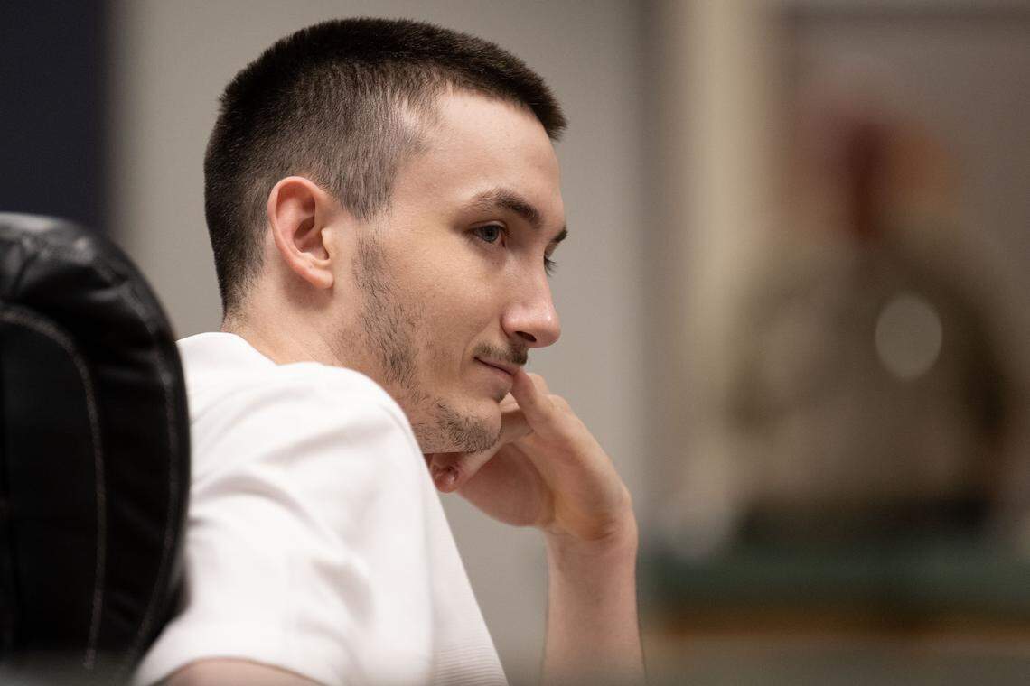 Charles Ike Mason IV appears during a trial at Jackson County Circuit Court on Tuesday.