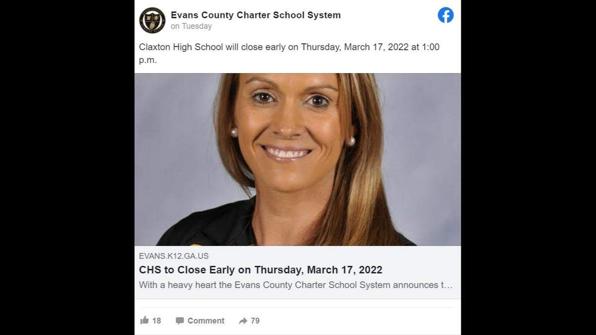 Teacher Julie Sikes was among two people killed in a head-on crash in Tattnall County, Georgia on Monday, March 14.