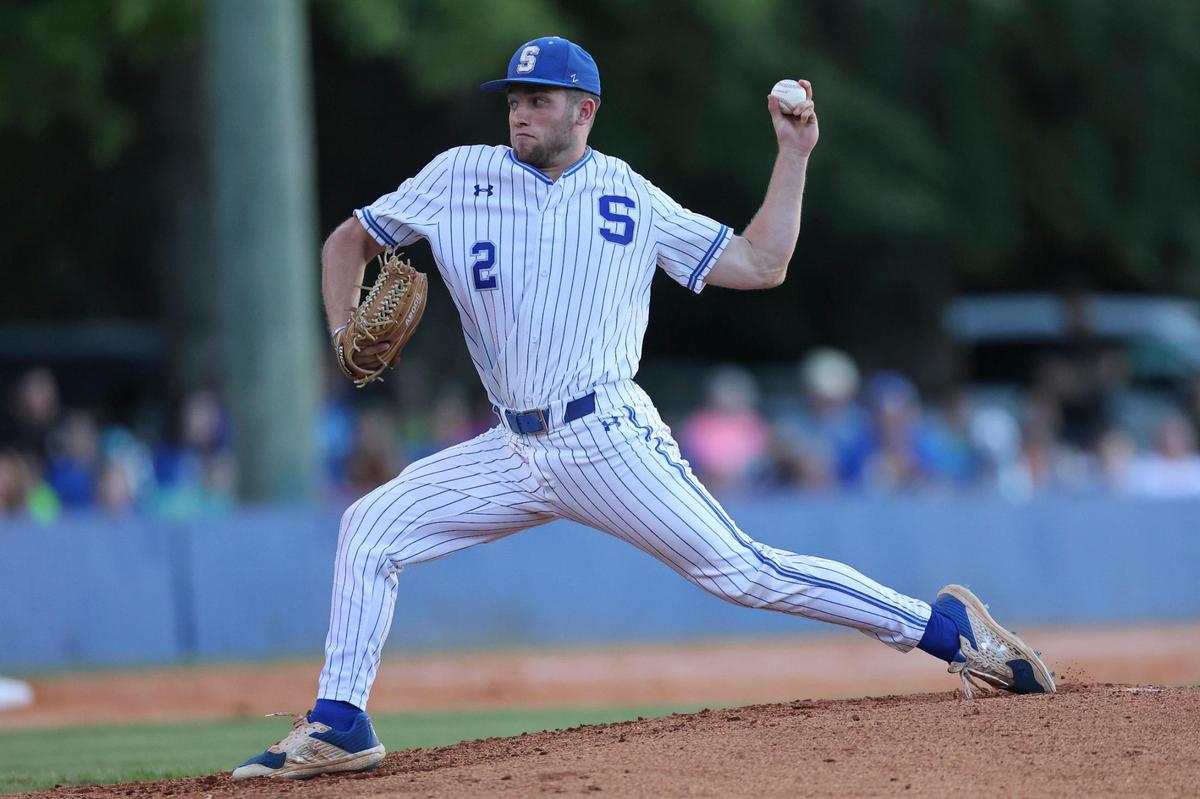 Stone pitcher Gehrig Conard (2) racks up 10 K’s during game one of the MHSAA Class 4A semifinals between Stone and Sumrall in Wiggins, MS, Thursday, May20, 2021.