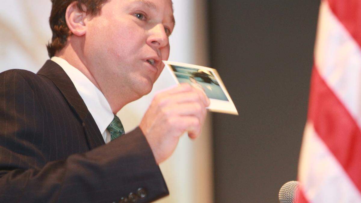 Then-city manager Michael Janus speaks during a gathering to announce that D’Iberville was the chosen site for Ocean Expo on Wednesday, March 31 2010.