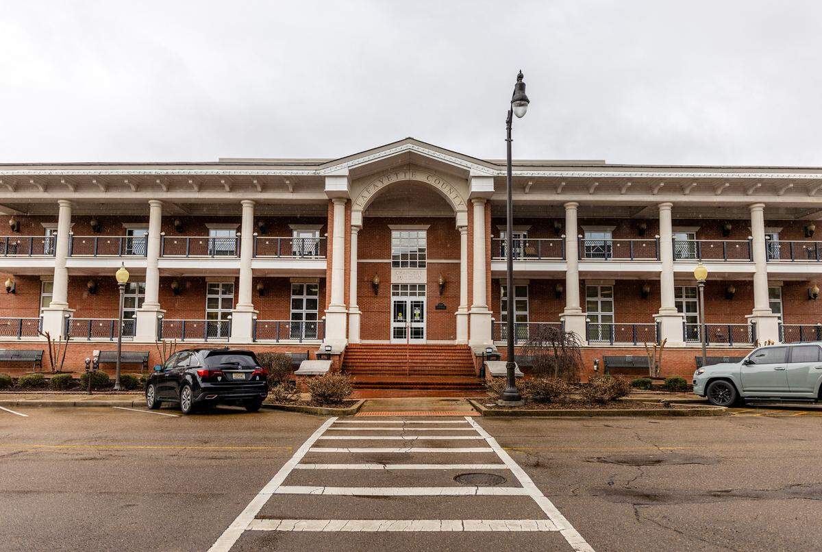 The old jail in Lafayette County, now the Chancery Building, is seen in Oxford, Miss., Tuesday, March 2, 2023. Everlean Boston and Colette Boston’s mother died at the old jail while under civil commitment.
